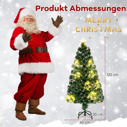 120cm Fiber Optic Christmas Tree with Lights, PVC, Stable Base
