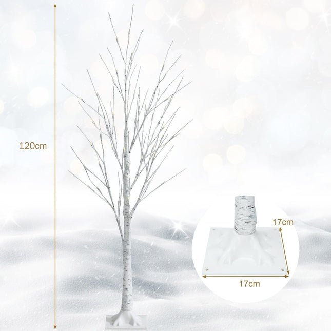 120 cm LED Birch Tree with 48 Warm White Lights
