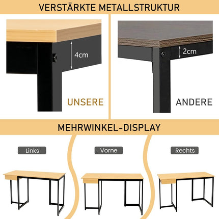 120 cm Long Computer Desk with Drawer & Adjustable Pads Computer Desk Natural