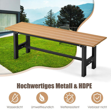 Tuinbank 120 cm, 2-zitsbank, belastbaar tot 300 kg, all-weather parkbank van HDPE bruin