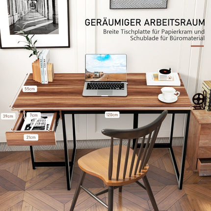 120 cm long computer desk with drawer & adjustable pads computer desk walnut