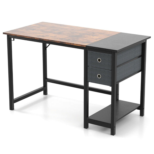 120 cm long desk with 2 drawers & headphone hook & storage compartment computer desk