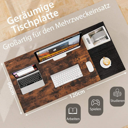 120 cm long desk with 2 drawers & headphone hook & storage compartment computer desk
