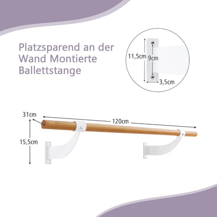 120 cm long wooden ballet bar including wall distance wall mounting dance bar natural
