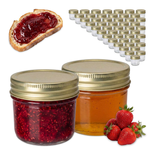 Set van 120 ml glazen jampotten met gouden draaideksels