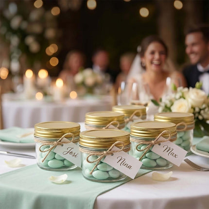 120 ml Glass Jam Jars, Twist-Off Gold Lids Set