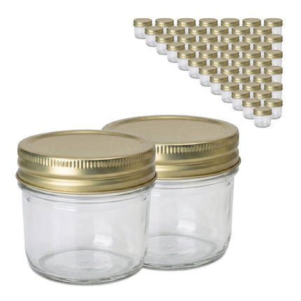 120 ml Glass Jam Jars, Twist-Off Gold Lids Set