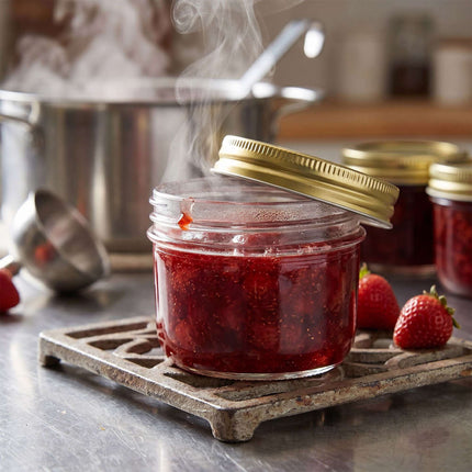 120 ml Glass Jam Jars, Twist-Off Gold Lids Set