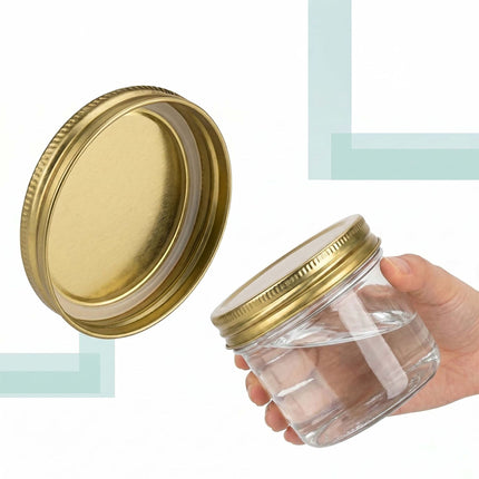 120 ml Glass Jam Jars, Twist-Off Gold Lids Set