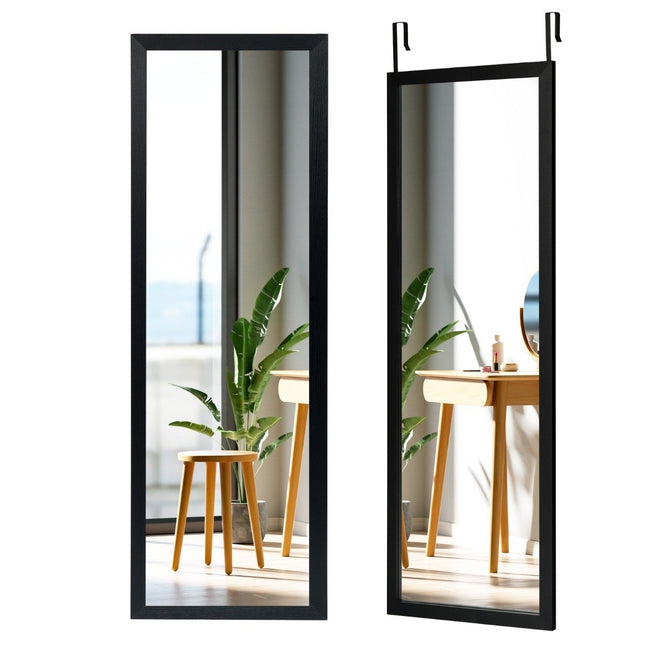 120 x 37 cm wall mirror door mirror with height-adjustable hanging hooks mirror for bedroom