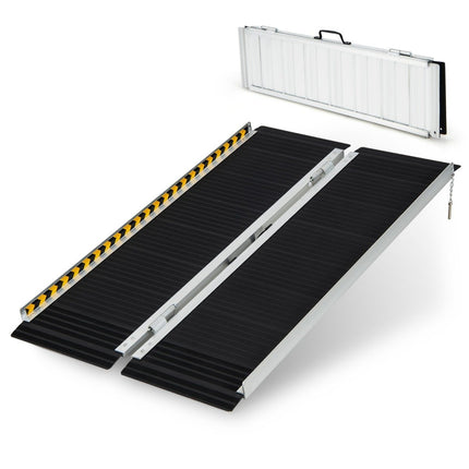 122 x 74 cm wheelchair ramp, portable & anti-slip folding ramp, load-bearing up to 272 kg, aluminium