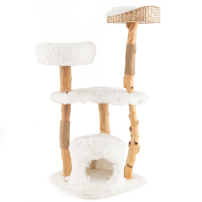 124 cm Wooden Cat Tree with Jute Scratching Posts