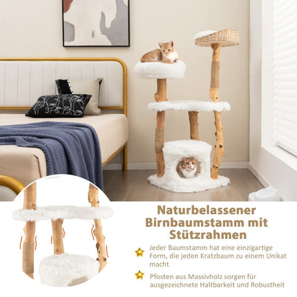 124 cm Wooden Cat Tree with Jute Scratching Posts