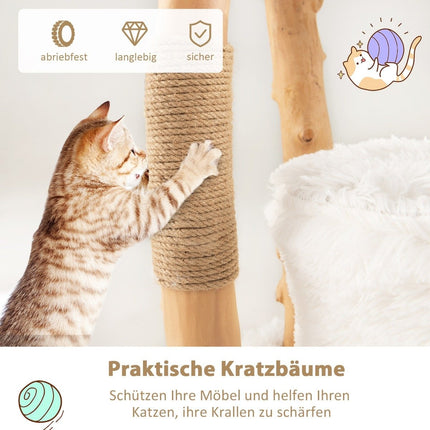 124 cm Wooden Cat Tree with Jute Scratching Posts