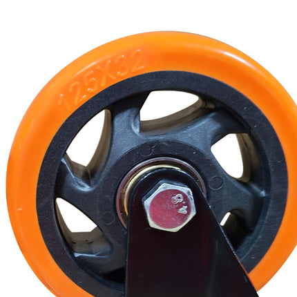 125 mm Swivel Castors Set, Steel & PVC, 150 kg Load