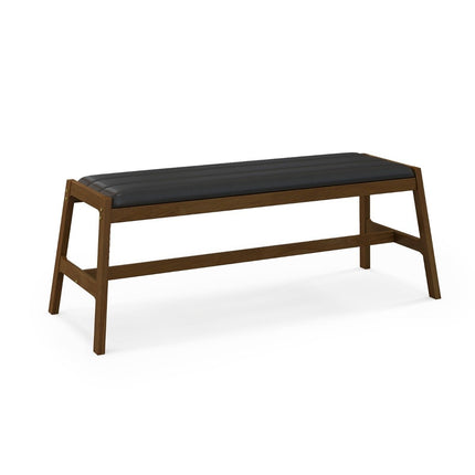 127cm rubber wood bench with seat cushion made of faux leather dining room bench upholstered bench walnut