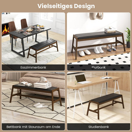 127cm rubber wood bench with seat cushion made of faux leather dining room bench upholstered bench walnut