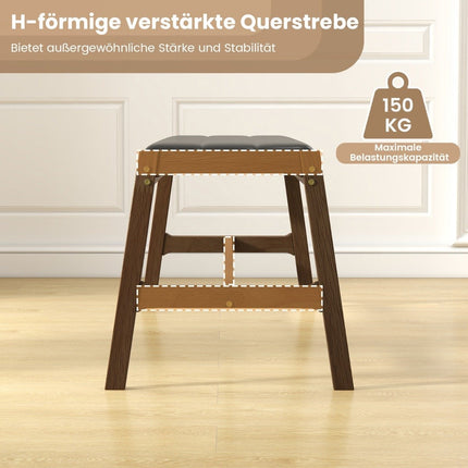 127cm rubber wood bench with seat cushion made of faux leather dining room bench upholstered bench walnut