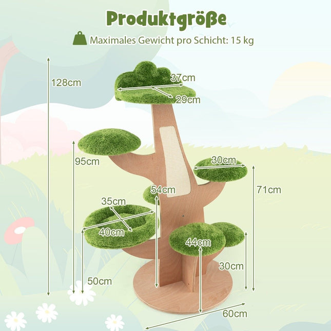 128cm cat tree with berth & jumping platform kitten activity center