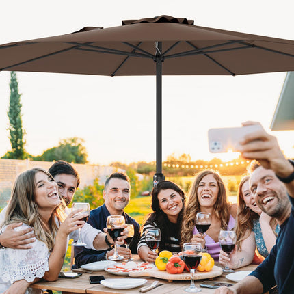 12 Ft Patio Umbrella With Crank Handle, 8 Ribs, Coffee