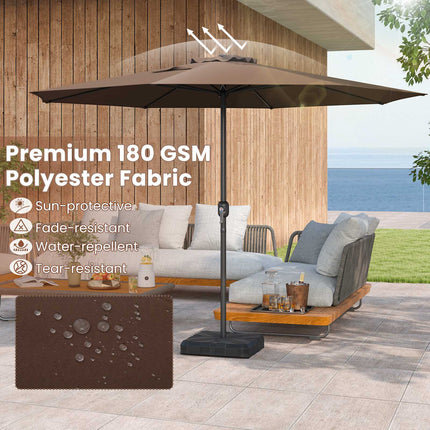 12 Ft Patio Umbrella With Crank Handle, 8 Ribs, Coffee