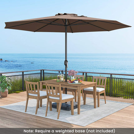 12 Ft Patio Umbrella With Crank Handle, 8 Ribs, Coffee