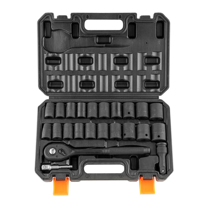 1/2 Inch Drive Impact Socket Set, 23-Piece SAE/Metric