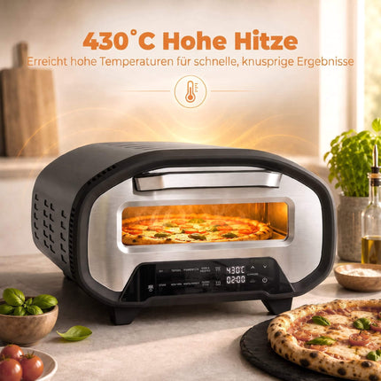 12-Inch Electric Pizza Oven, 8 Programs, 430C, Ceramic Stone