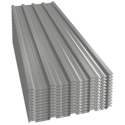 12 Pcs Corrugated Roof Panels, 129x45cm, Galvanized Steel