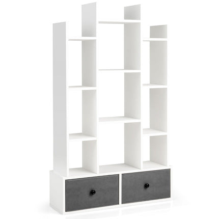 12 Tier Open Back Bookcase & Drawer 81 x 24 x 132 cm White
