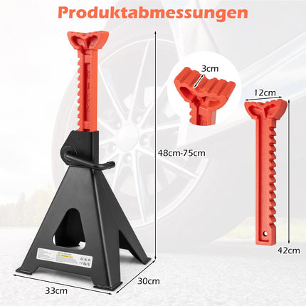12-Ton Jack Stand Set, Adjustable Height, Heavy Duty