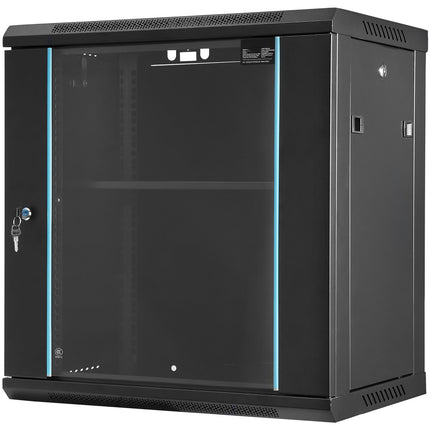 12U Wall Mount Network Server Cabinet, 19-Inch, Locking Glass Door