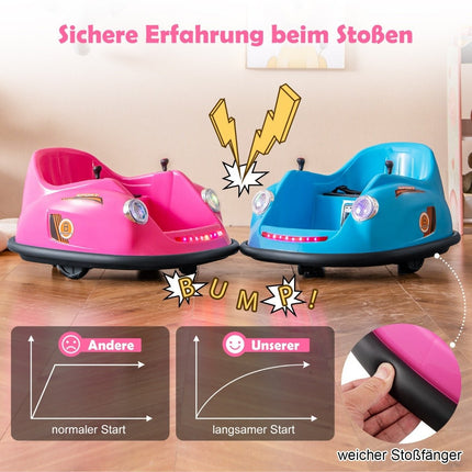 12V Bumper Car Children's Electric Bumper Car with Remote Control &amp; LED lights &amp; Music Pink