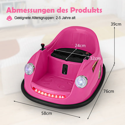 12V Bumper Car Children's Electric Bumper Car with Remote Control &amp; LED lights &amp; Music Pink