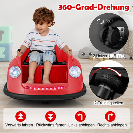 12V Bumper Car Children's Electric Bumper Car with Remote Control &amp; LED lights &amp; Music Red