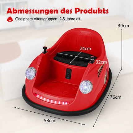 12V Bumper Car Children's Electric Bumper Car with Remote Control &amp; LED lights &amp; Music Red
