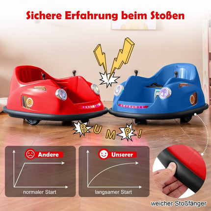 12V Bumper Car Children's Electric Bumper Car with Remote Control &amp; LED lights &amp; Music Red