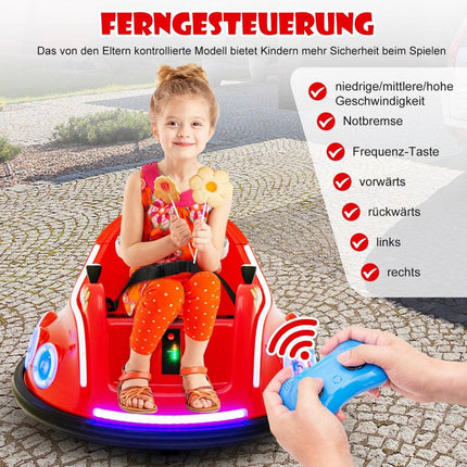 12V Kids Bumper Car, 360° Spin, Music & Remote Control