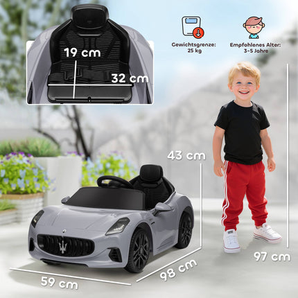 12V Kids Electric Car with LED Lights, Music, Grey