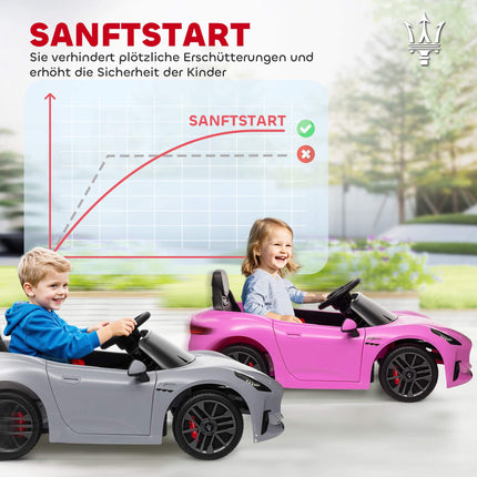 12V Kids Electric Car with LED Lights, Music, Grey