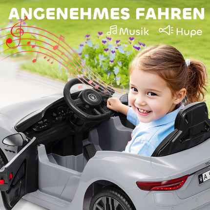12V Kids Electric Car with LED Lights, Music, Grey