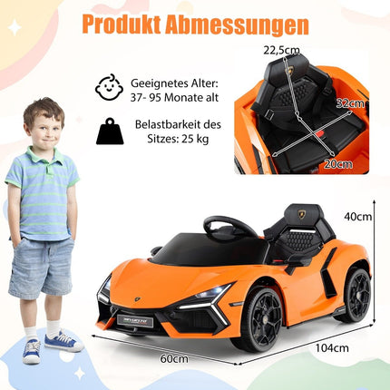 12V Kids Electric Car with LED Lights – Orange