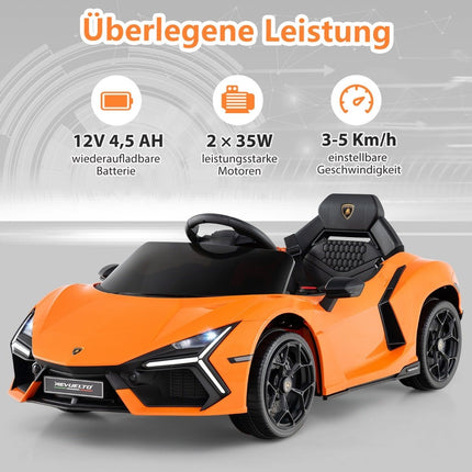 12V Kids Electric Car with LED Lights – Orange