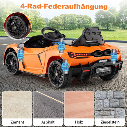 12V Kids Electric Car with LED Lights – Orange