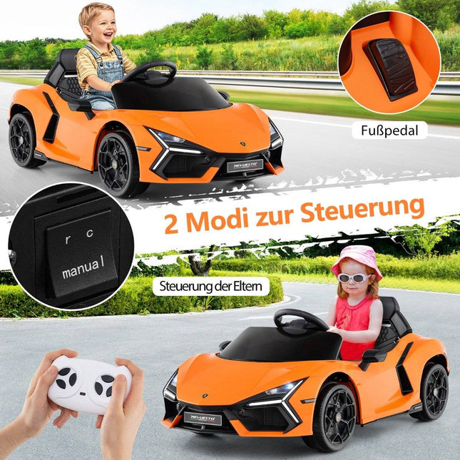 12V Kids Electric Car with LED Lights – Orange