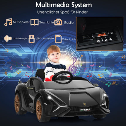 12V Kids Electric Car with Remote, Black, 108x64x41 cm