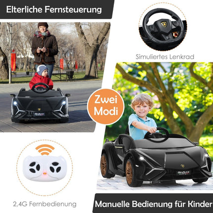 12V Kids Electric Car with Remote, Black, 108x64x41 cm