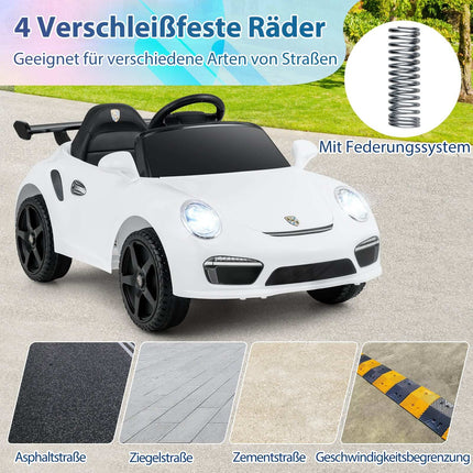 12V Kids Electric Car with Remote, Licensed Porsche, White