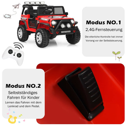 12V Kids Electric Car with Remote, Lights, Music, Red
