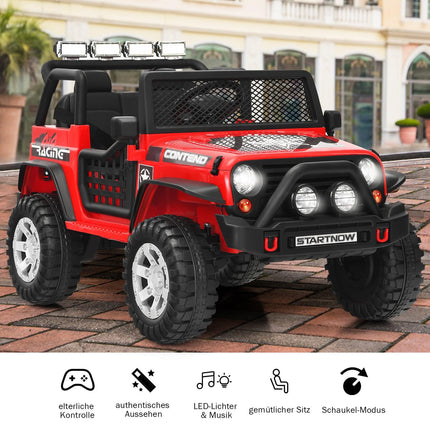 12V Kids Electric Car with Remote, Lights, Music, Red